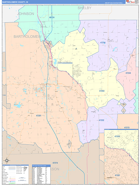 Bartholomew County, IN Zip Code Map