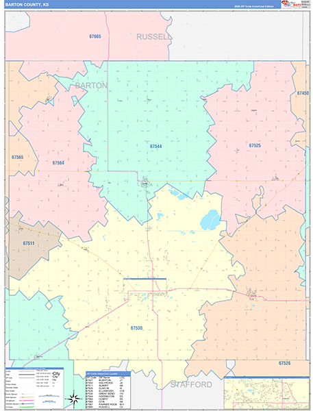 Barton County, KS Zip Code Map