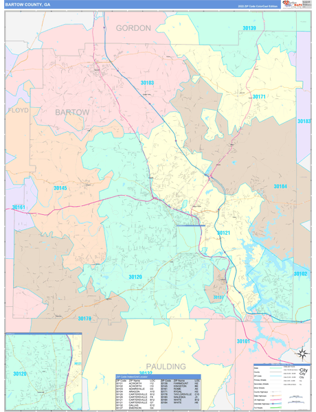 Bartow County, GA Wall Map