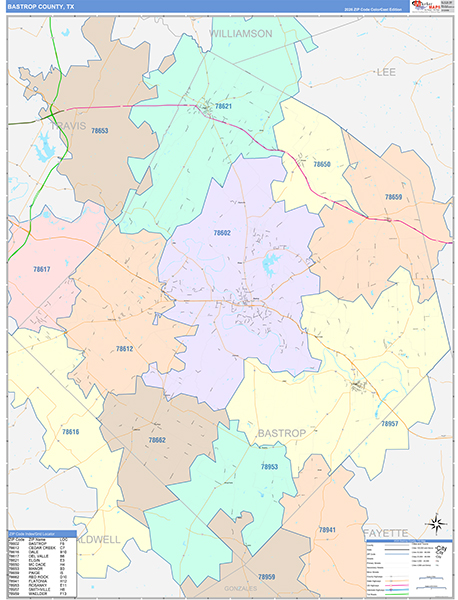 Bastrop County, TX Wall Map