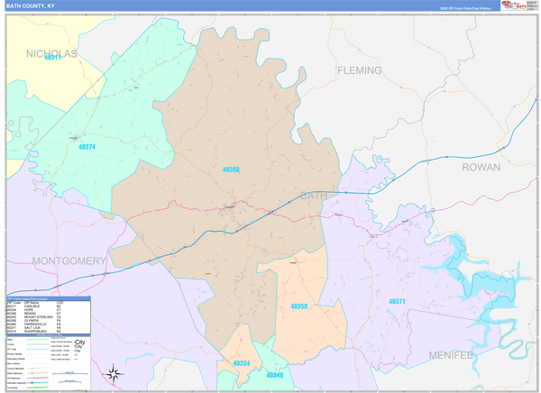 Bath County, KY Wall Map