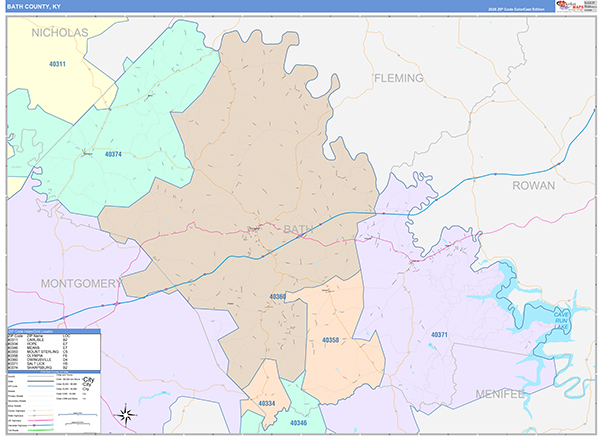Bath County, KY Zip Code Map