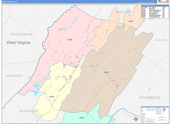 Bath County, VA Zip Code Map