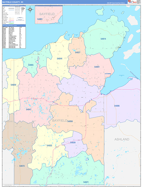 Bayfield County, WI Wall Map