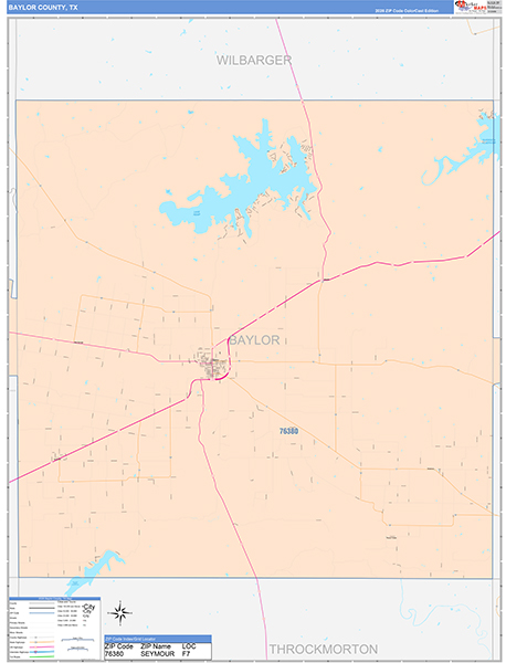 Baylor County, TX Zip Code Map