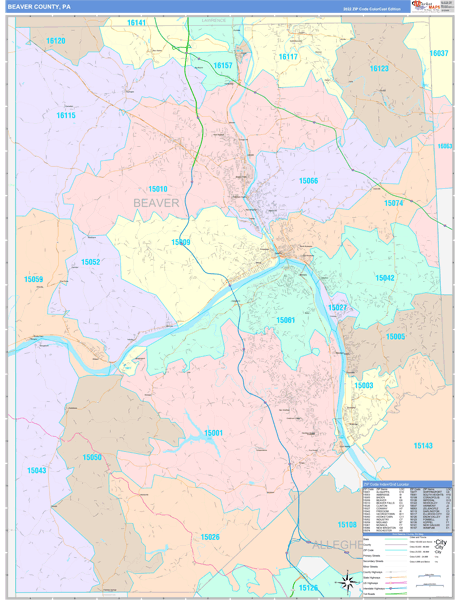 Beaver County Digital Map Color Cast Style