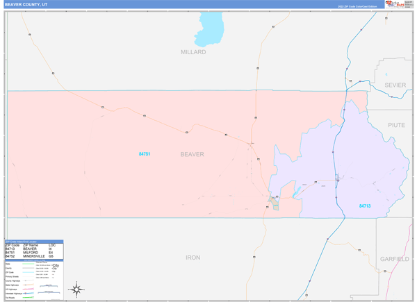 Beaver County, UT Wall Map