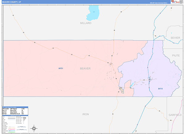 Beaver County, UT Zip Code Map