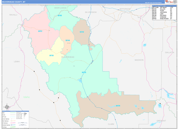 Beaverhead County, MT Wall Map