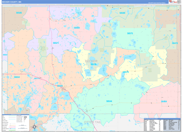 Becker County Digital Map Color Cast Style