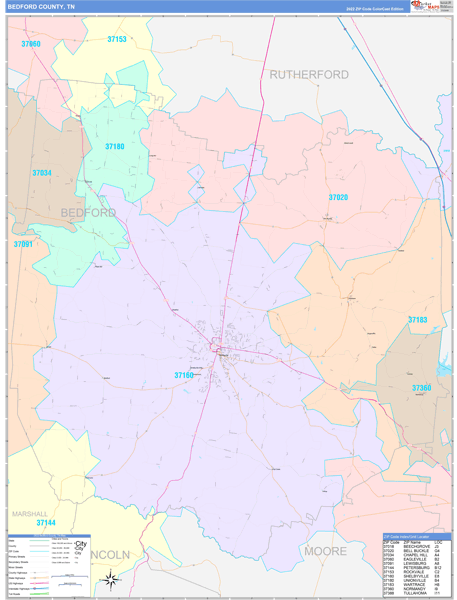 Bedford County Digital Map Color Cast Style