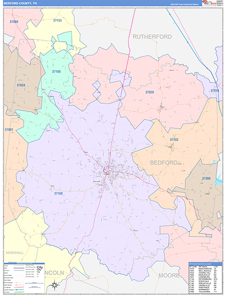 Bedford County, TN Zip Code Map