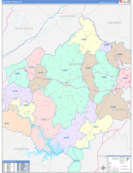 Bedford County, VA Zip Code Map