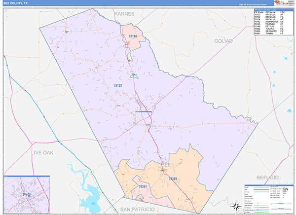 Bee County, TX Zip Code Map