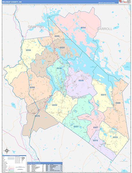 Belknap County, NH Zip Code Map