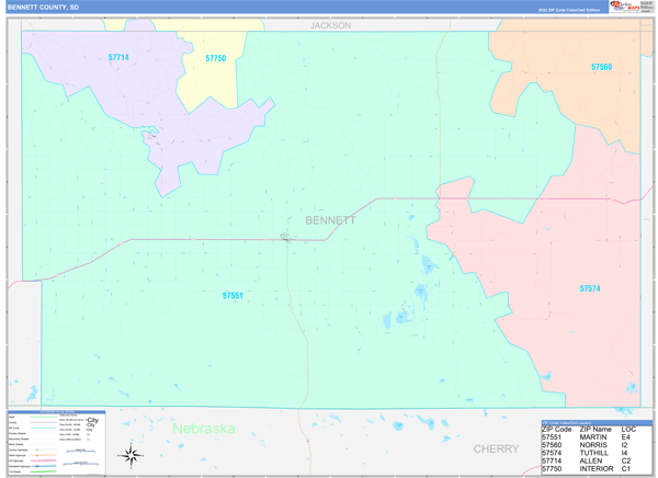 Bennett County Digital Map Color Cast Style