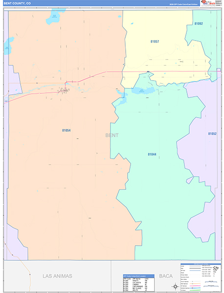 Bent County, CO Zip Code Map