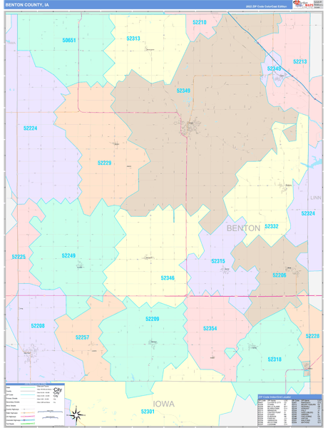Benton County, IA Zip Code Map