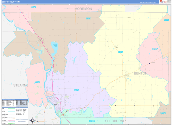 Benton County, MN Zip Code Map