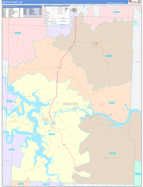 Benton County, MO Zip Code Map