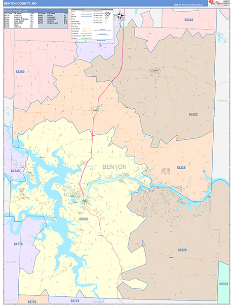 Benton County, MO Map Color Cast Style