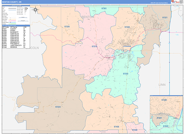 Benton County, OR Wall Map