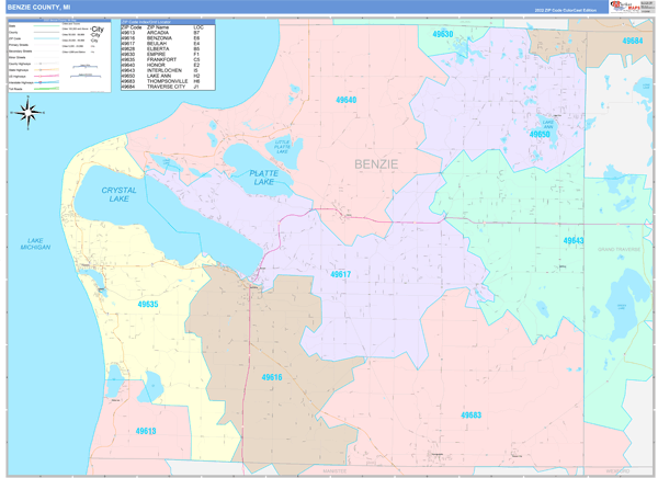 Benzie County, MI Wall Map