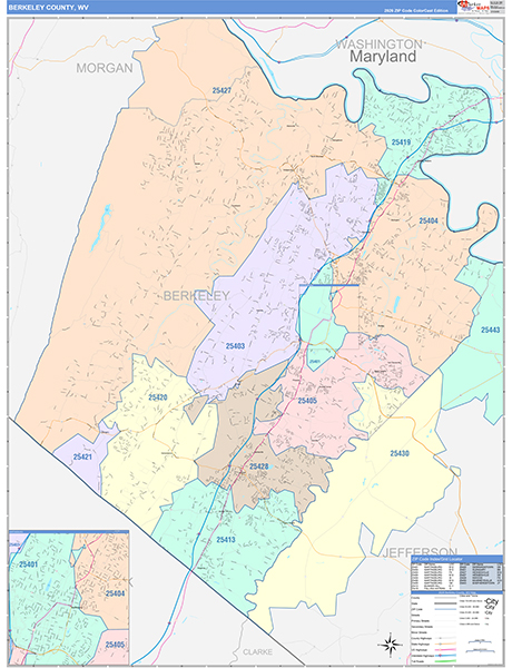 Berkeley County, WV Zip Code Map