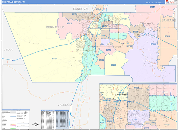 Bernalillo County, NM Zip Code Map
