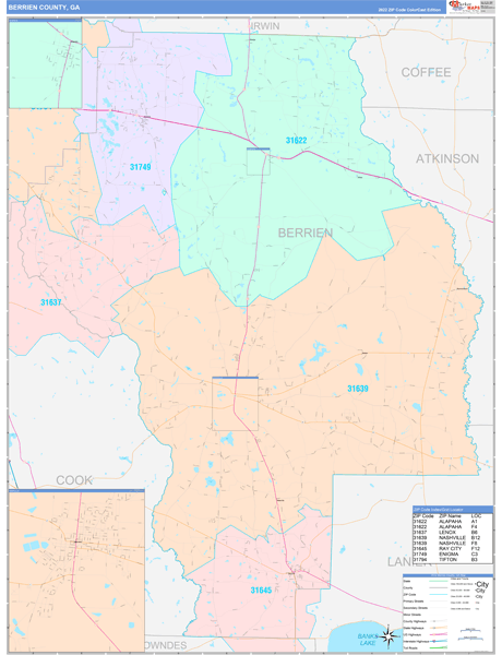 Berrien County, GA Zip Code Map