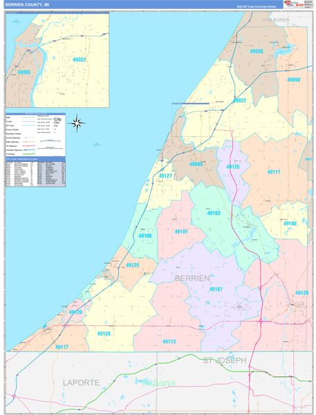 Berrien County, MI Wall Map