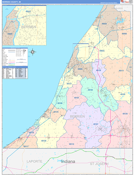 Berrien County, MI Zip Code Map