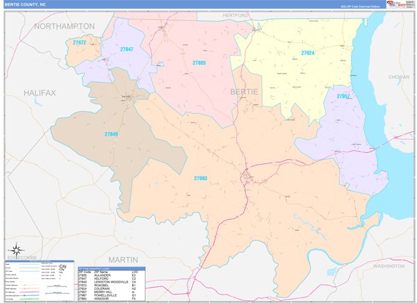 Bertie County Digital Map Color Cast Style