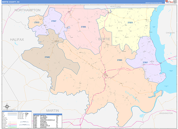 Bertie County, NC Zip Code Map