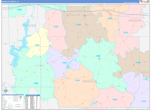 Bienville Parish (County), LA Wall Map