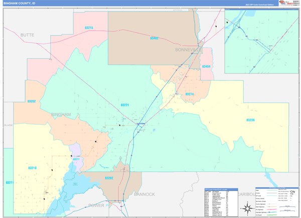 Bingham County, ID Wall Map