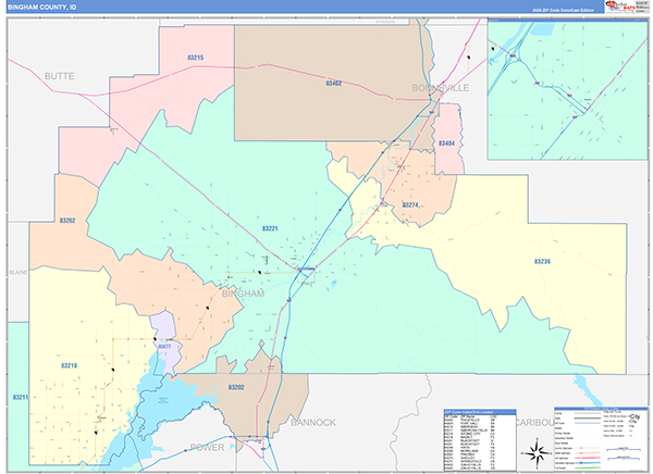 Bingham County, ID Zip Code Map