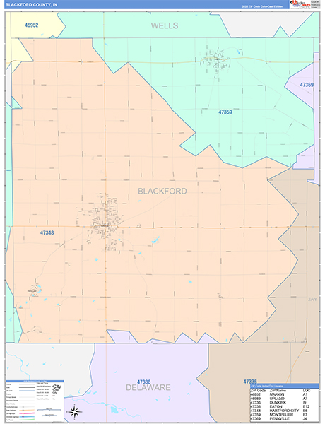 Blackford County, IN Zip Code Map