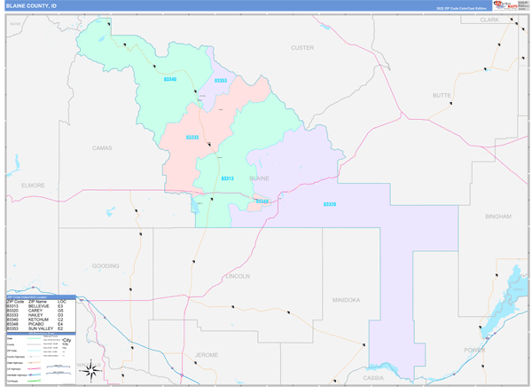 Blaine County, ID Zip Code Map