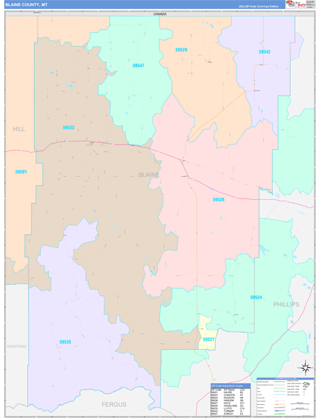 Blaine County, MT Zip Code Map