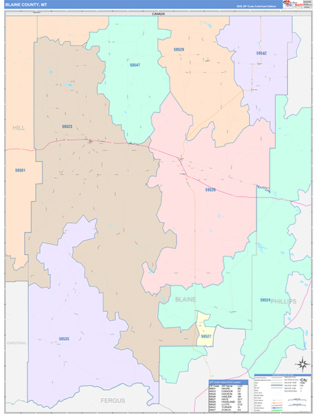 Blaine County, MT Wall Map