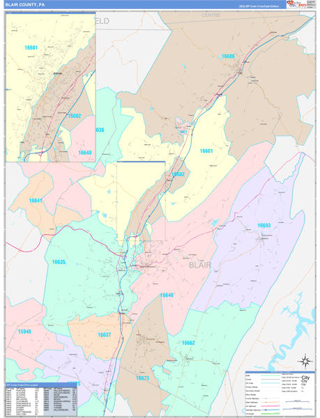 Blair County, PA Wall Map