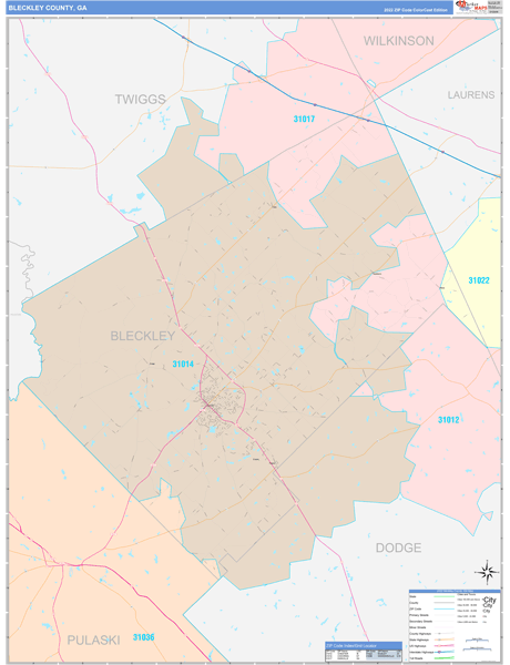 Bleckley County Digital Map Color Cast Style