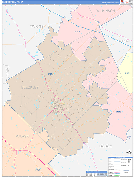 Bleckley County, GA Zip Code Map
