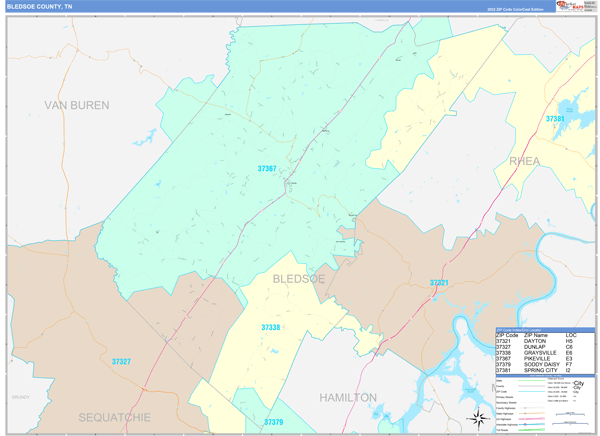 Bledsoe County Digital Map Color Cast Style