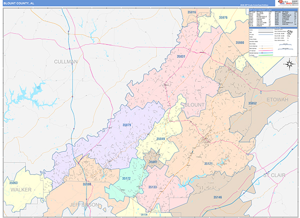 Blount County, AL Zip Code Map