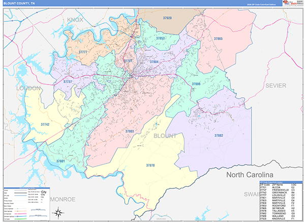 Blount County, TN Zip Code Map
