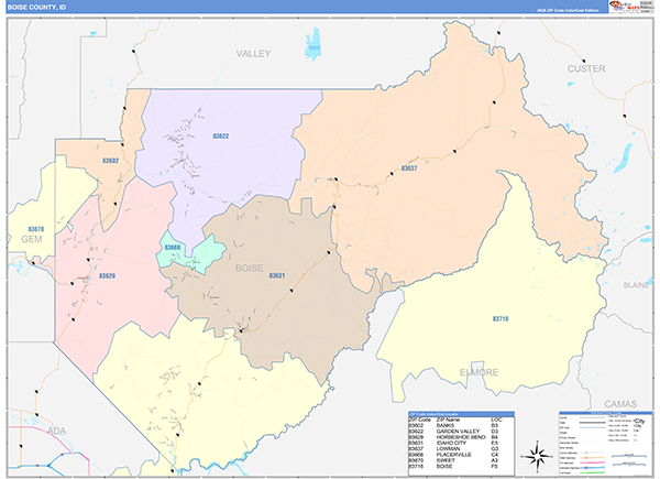 Boise County, ID Zip Code Map
