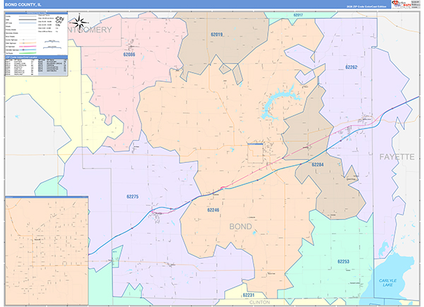 Bond County, IL Zip Code Map