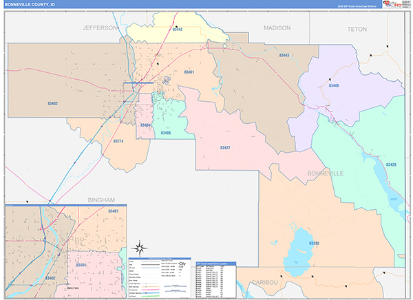 Bonneville County, ID Wall Map